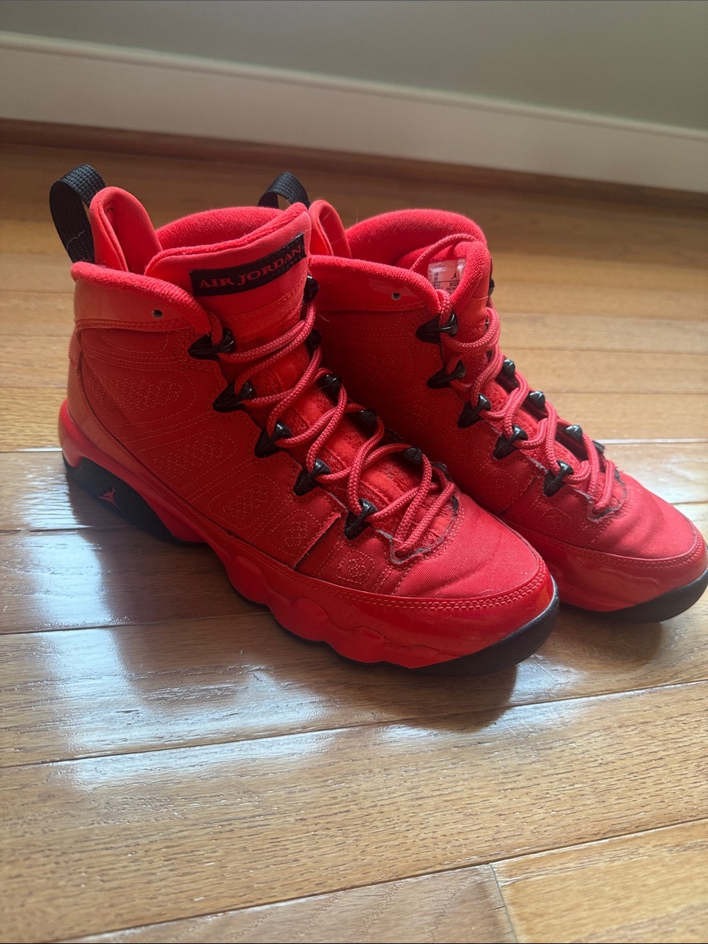 Jordan Kids Red High-Top Sneakers with Black Accents - Picture 2 of 7